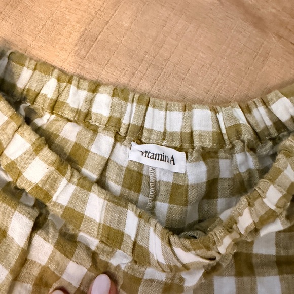Vitamin A Olive and White Gingham High Waist Shorts - Picture 2 of 2